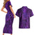 New Zealand Dream Catcher Couples Matching Short Sleeve Bodycon Dress and Hawaiian Shirt Maori Koru Pattern Purple Version