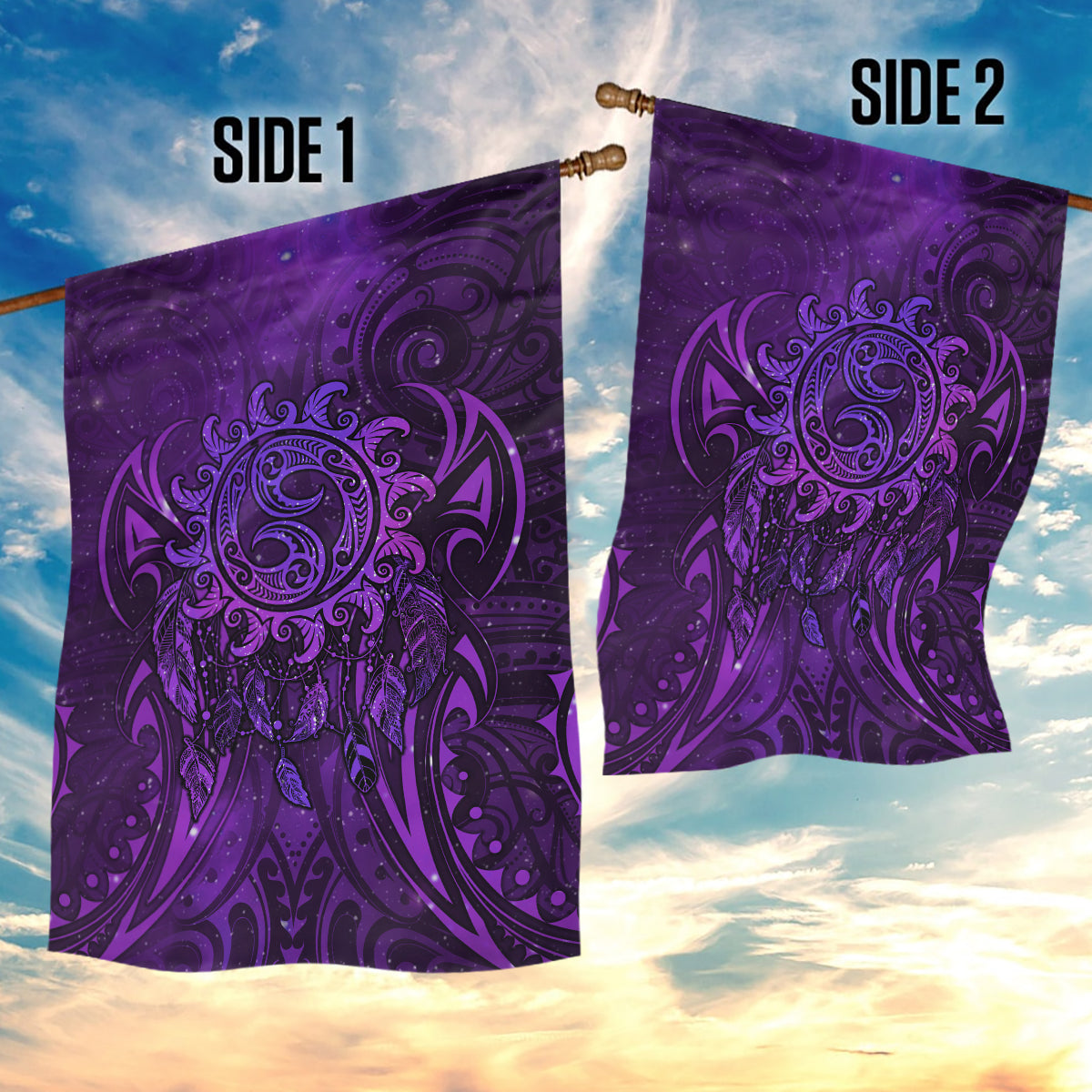 New Zealand Dream Catcher Garden Flag Maori Koru Pattern Purple Version LT05 - Polynesian Pride