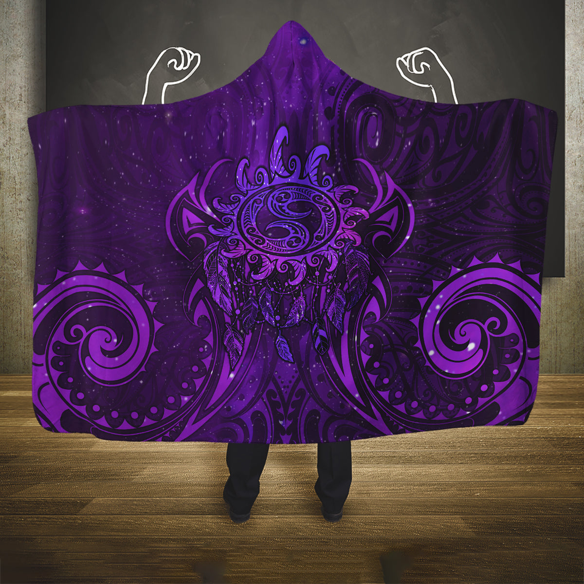 New Zealand Dream Catcher Hooded Blanket Maori Koru Pattern Purple Version LT05 One Size Purple - Polynesian Pride