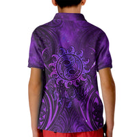 New Zealand Dream Catcher Kid Polo Shirt Maori Koru Pattern Purple Version