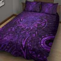 New Zealand Dream Catcher Quilt Bed Set Maori Koru Pattern Purple Version