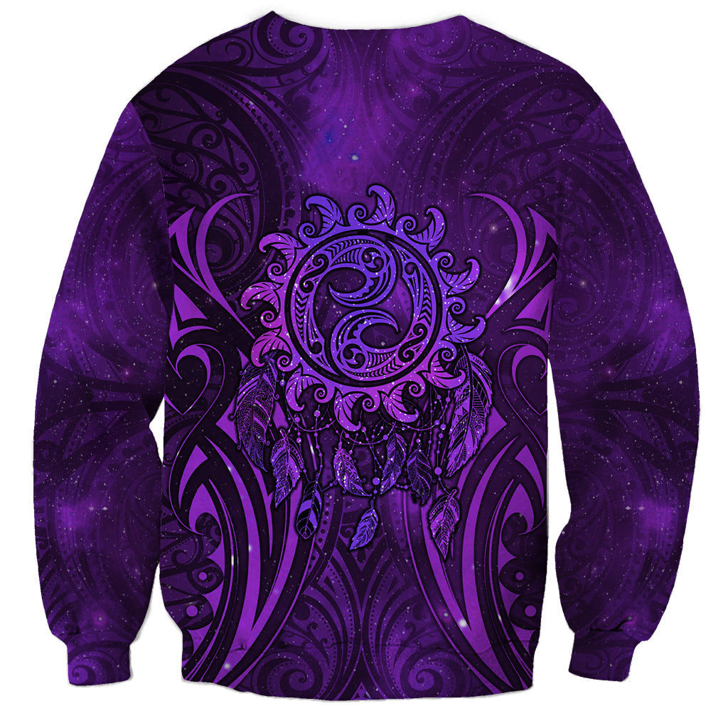 New Zealand Dream Catcher Sweatshirt Maori Koru Pattern Purple Version LT05 - Polynesian Pride