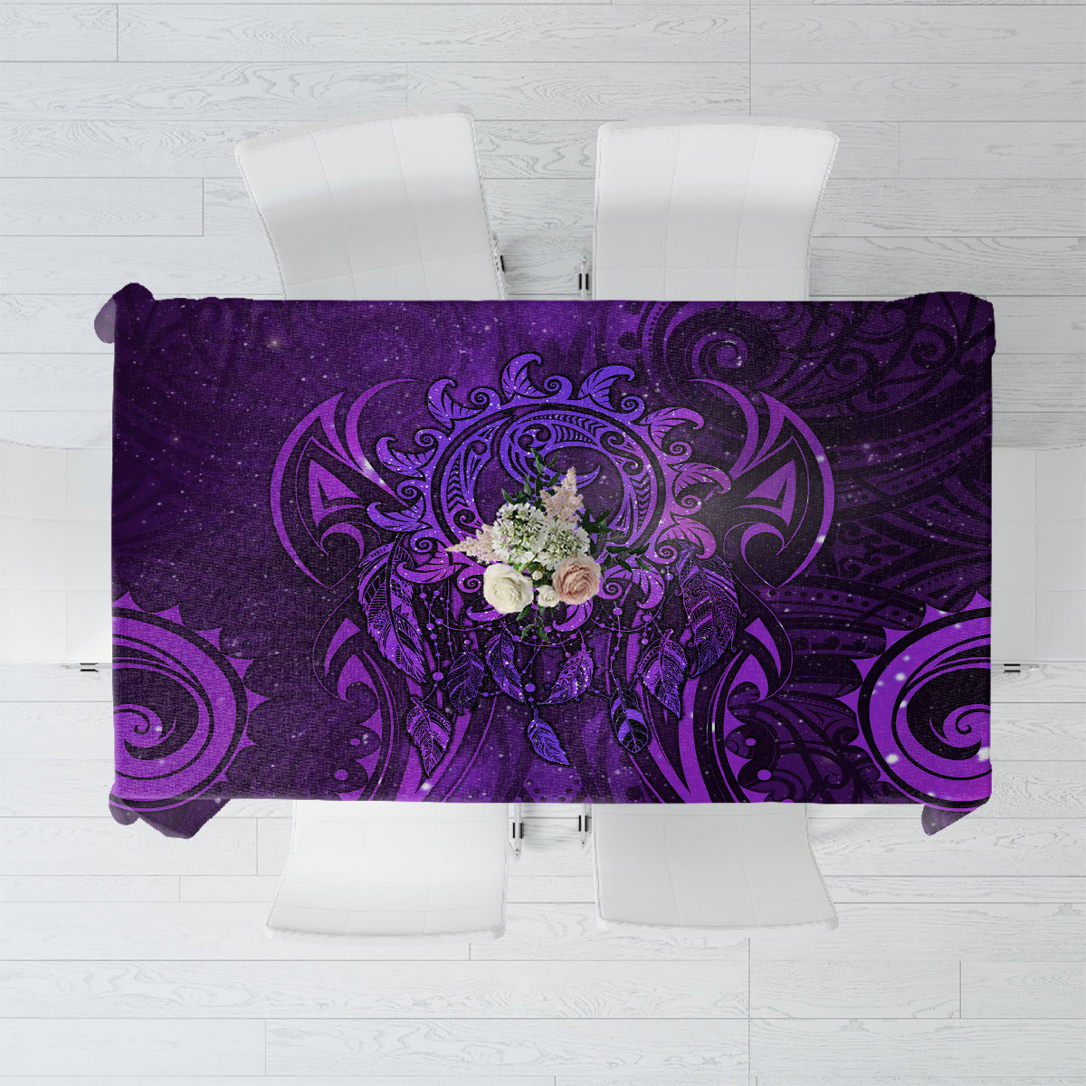 New Zealand Dream Catcher Tablecloth Maori Koru Pattern Purple Version LT05 Purple - Polynesian Pride