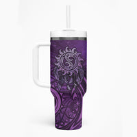 New Zealand Dream Catcher Tumbler With Handle Maori Koru Pattern Purple Version