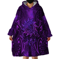 New Zealand Dream Catcher Wearable Blanket Hoodie Maori Koru Pattern Purple Version LT05 - Polynesian Pride