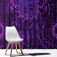 New Zealand Dream Catcher Window Curtain Maori Koru Pattern Purple Version LT05 - Polynesian Pride