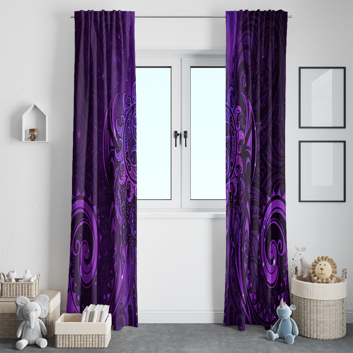 New Zealand Dream Catcher Window Curtain Maori Koru Pattern Purple Version LT05 - Polynesian Pride