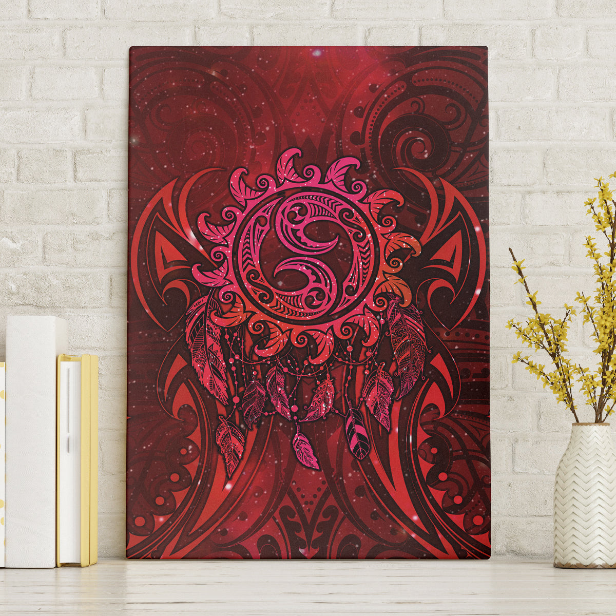 New Zealand Dream Catcher Canvas Wall Art Maori Koru Pattern Red Version LT05 Without Frame Red - Polynesian Pride