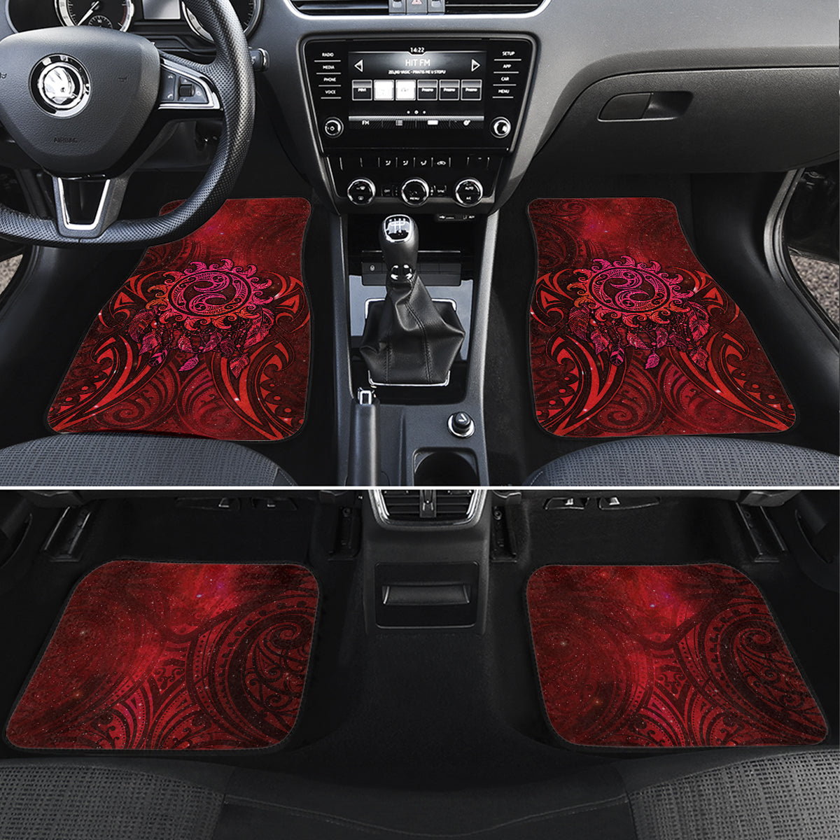 New Zealand Dream Catcher Car Mats Maori Koru Pattern Red Version LT05 Set 4pcs Red - Polynesian Pride