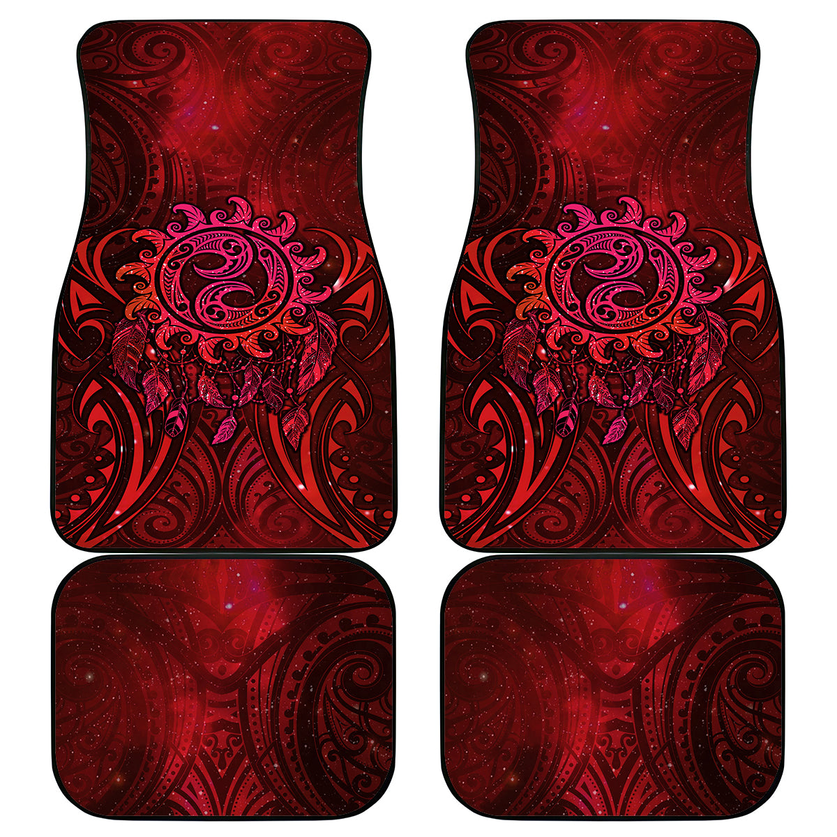 New Zealand Dream Catcher Car Mats Maori Koru Pattern Red Version LT05 - Polynesian Pride