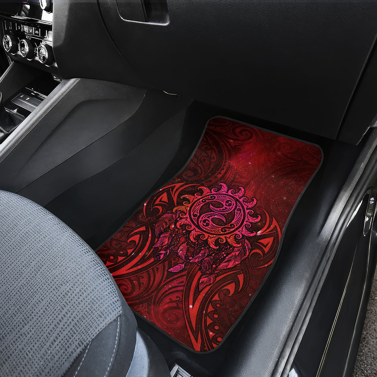 New Zealand Dream Catcher Car Mats Maori Koru Pattern Red Version LT05 - Polynesian Pride