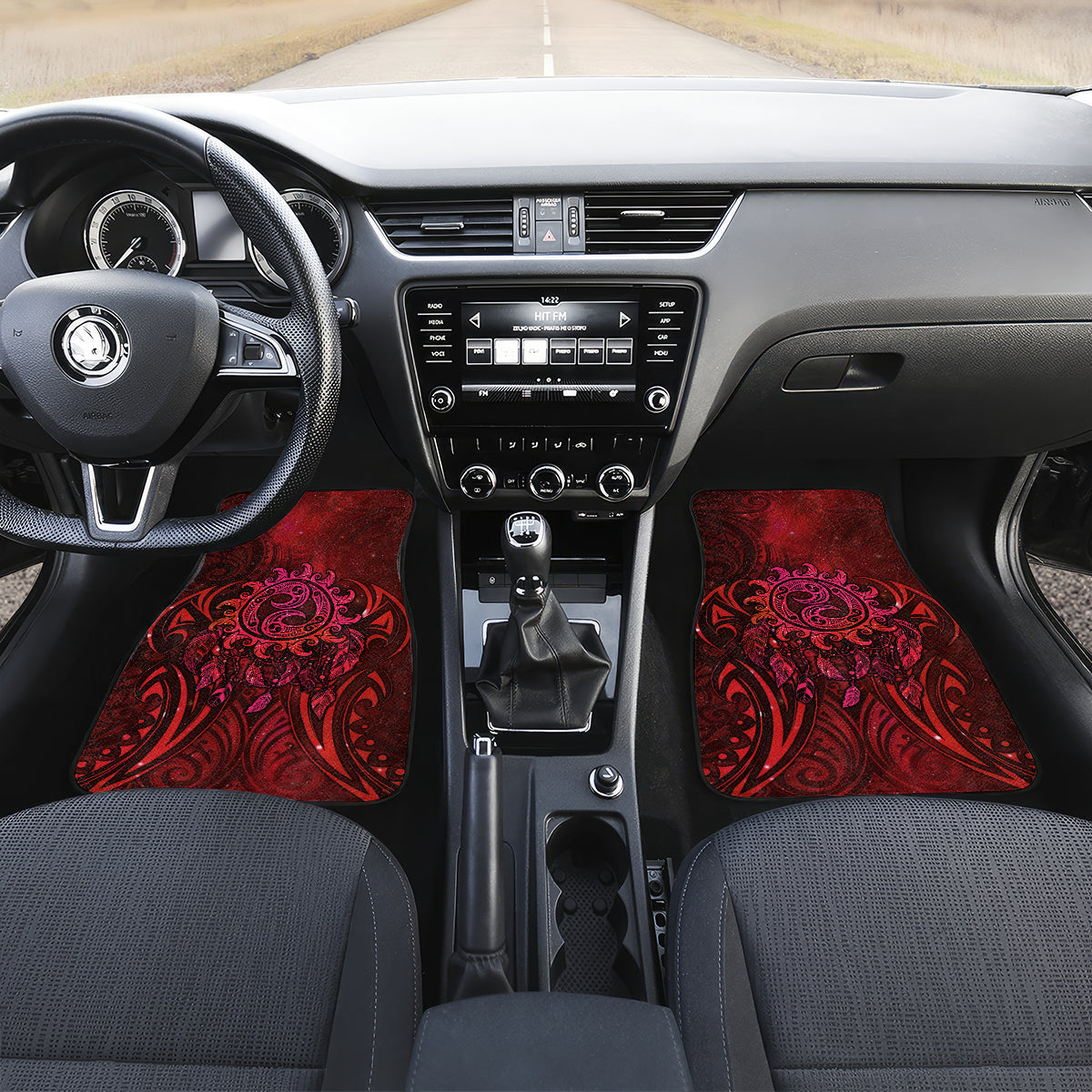 New Zealand Dream Catcher Car Mats Maori Koru Pattern Red Version LT05 Set 2pcs - Front Red - Polynesian Pride