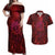 New Zealand Dream Catcher Couples Matching Off Shoulder Maxi Dress and Hawaiian Shirt Maori Koru Pattern Red Version