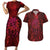 New Zealand Dream Catcher Couples Matching Short Sleeve Bodycon Dress and Hawaiian Shirt Maori Koru Pattern Red Version