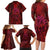 New Zealand Dream Catcher Family Matching Long Sleeve Bodycon Dress and Hawaiian Shirt Maori Koru Pattern Red Version