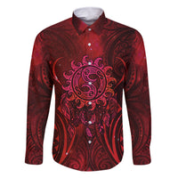 New Zealand Dream Catcher Family Matching Off Shoulder Short Dress and Hawaiian Shirt Maori Koru Pattern Red Version