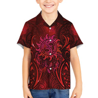 New Zealand Dream Catcher Family Matching Puletasi and Hawaiian Shirt Maori Koru Pattern Red Version LT05 Son's Shirt Red - Polynesian Pride