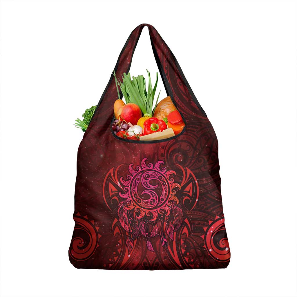 New Zealand Dream Catcher Grocery Bag Maori Koru Pattern Red Version LT05 1-pack One Size Red - Polynesian Pride