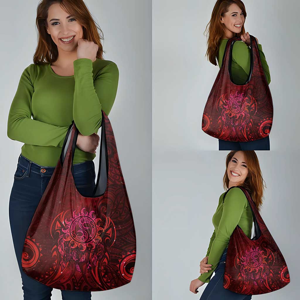 New Zealand Dream Catcher Grocery Bag Maori Koru Pattern Red Version LT05 - Polynesian Pride