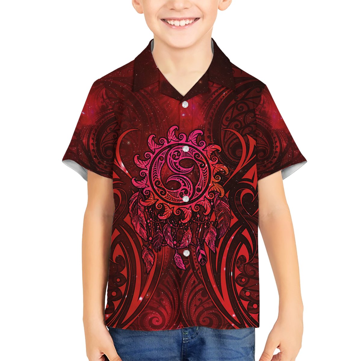 New Zealand Dream Catcher Hawaiian Shirt Maori Koru Pattern Red Version LT05 - Polynesian Pride