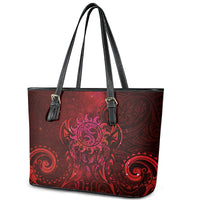 New Zealand Dream Catcher Leather Tote Bag Maori Koru Pattern Red Version LT05 - Polynesian Pride