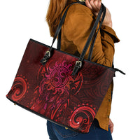 New Zealand Dream Catcher Leather Tote Bag Maori Koru Pattern Red Version LT05 - Polynesian Pride