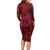 New Zealand Dream Catcher Long Sleeve Bodycon Dress Maori Koru Pattern Red Version