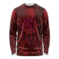 New Zealand Dream Catcher Long Sleeve Shirt Maori Koru Pattern Red Version