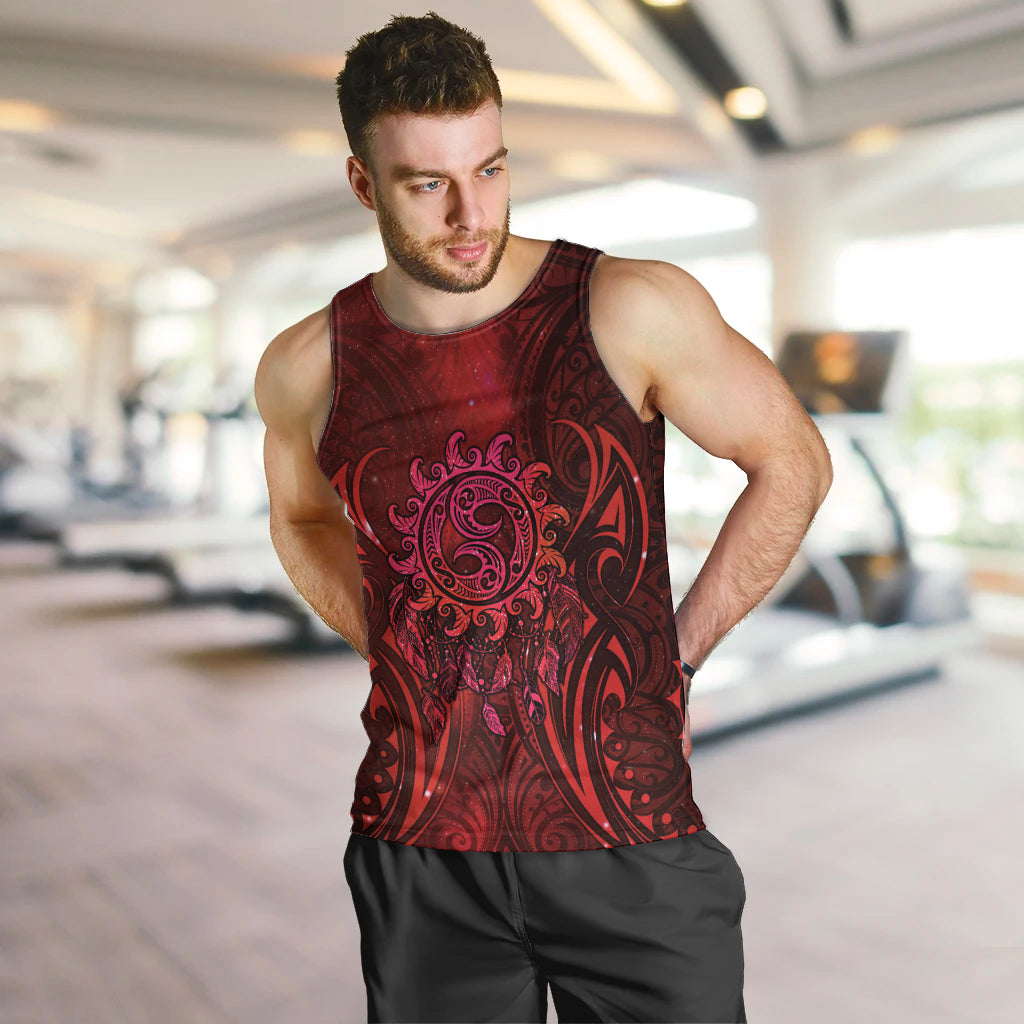 New Zealand Dream Catcher Men Tank Top Maori Koru Pattern Red Version LT05 Red - Polynesian Pride