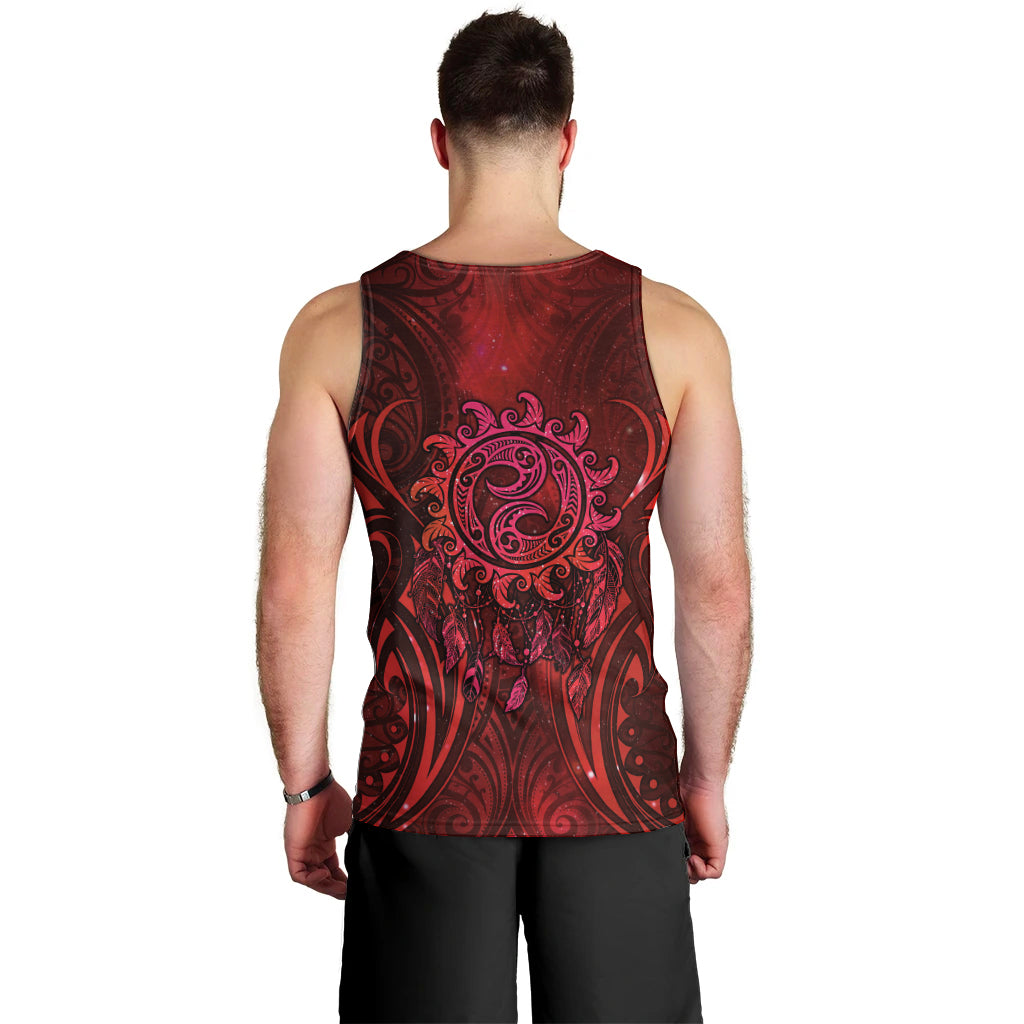 New Zealand Dream Catcher Men Tank Top Maori Koru Pattern Red Version LT05 - Polynesian Pride