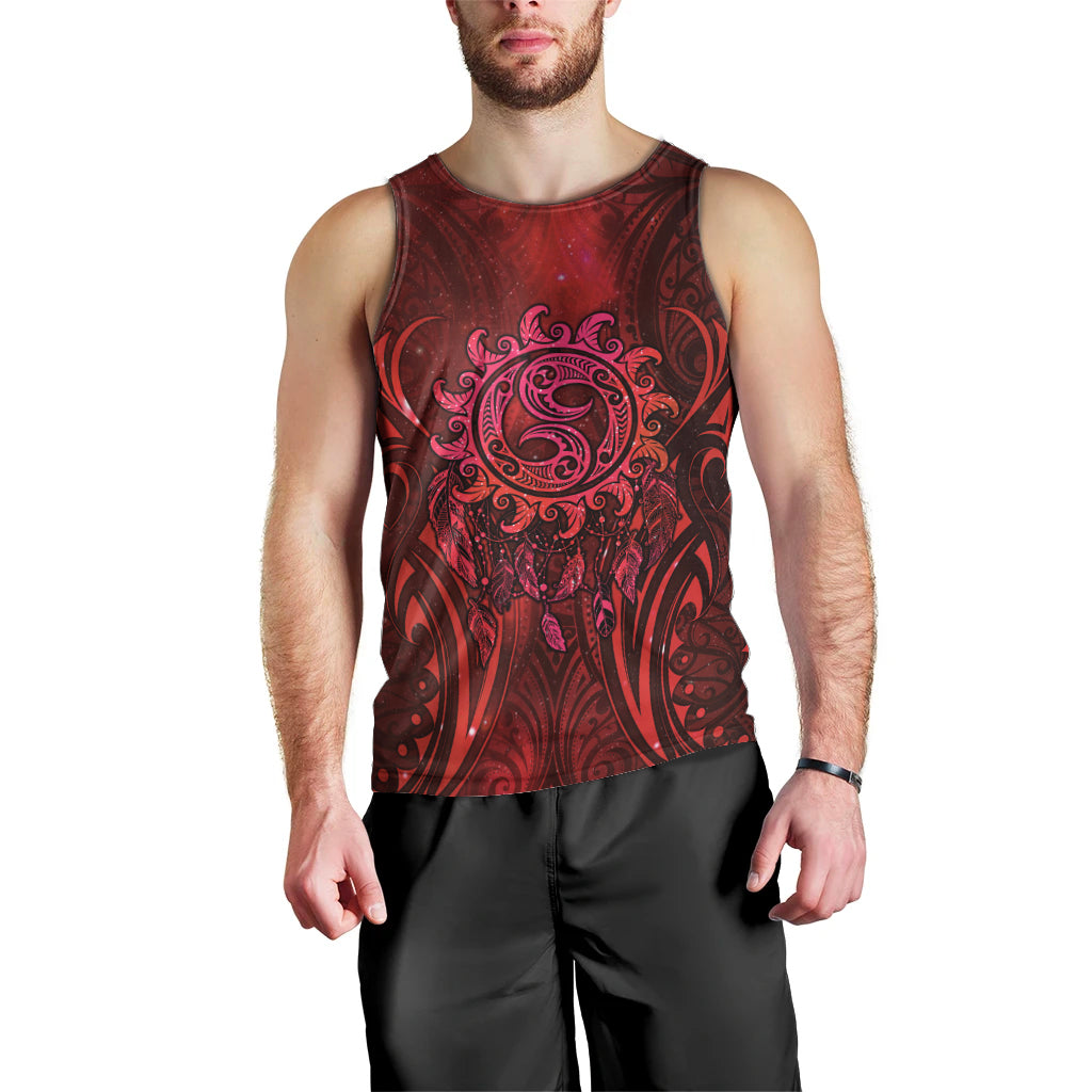 New Zealand Dream Catcher Men Tank Top Maori Koru Pattern Red Version LT05 - Polynesian Pride