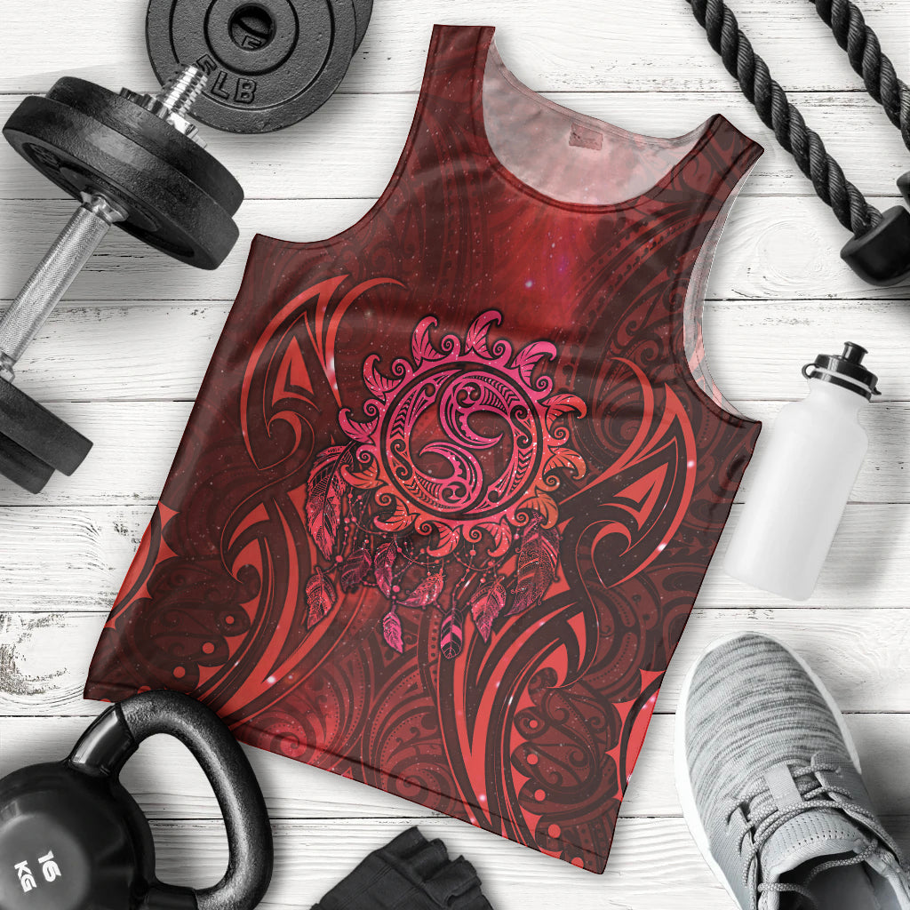 New Zealand Dream Catcher Men Tank Top Maori Koru Pattern Red Version LT05 - Polynesian Pride