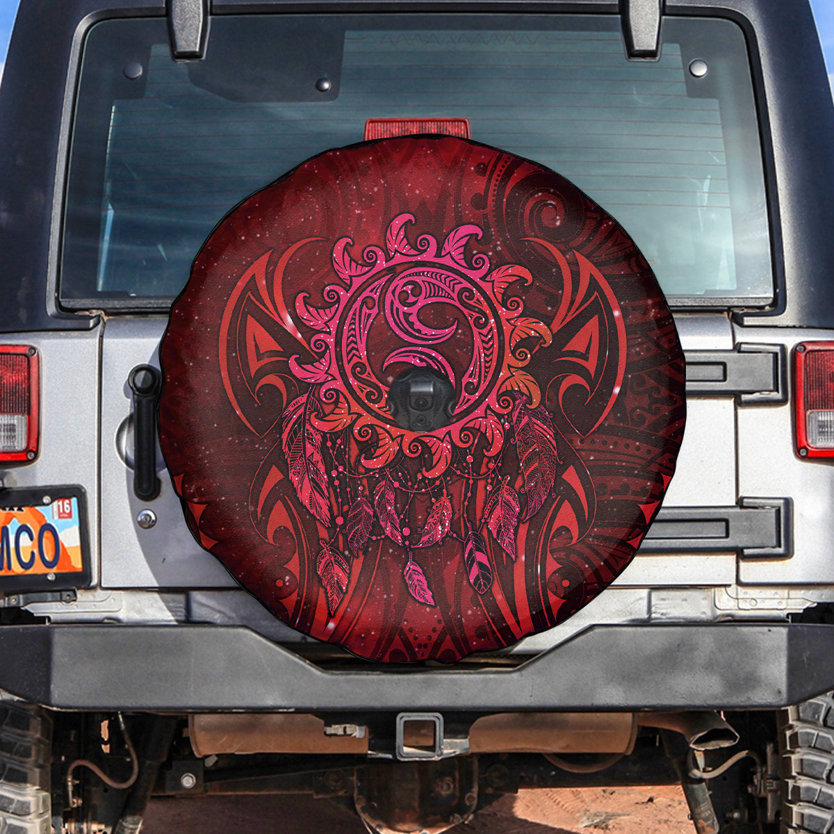 New Zealand Dream Catcher Spare Tire Cover Maori Koru Pattern Red Version LT05 Red - Polynesian Pride