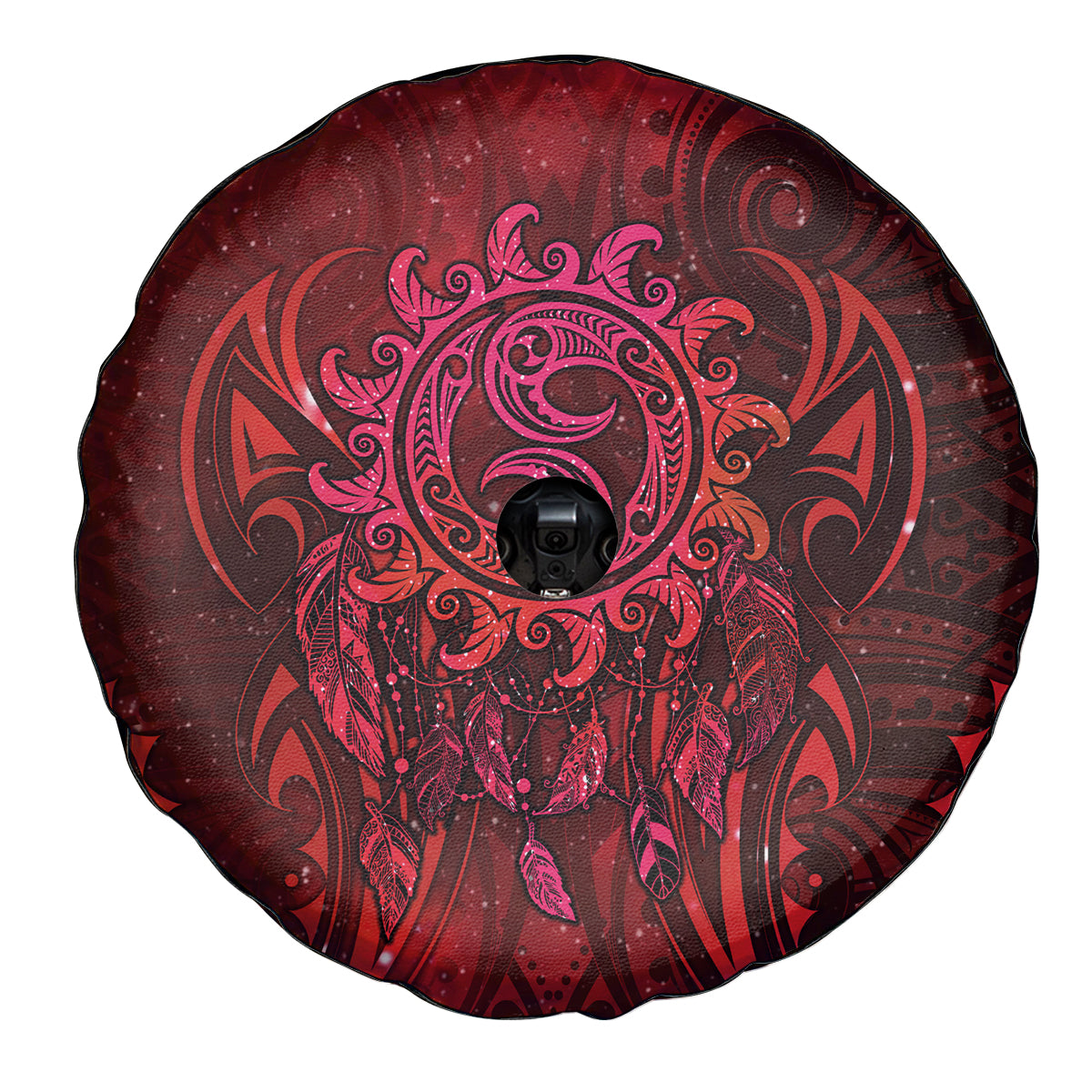 New Zealand Dream Catcher Spare Tire Cover Maori Koru Pattern Red Version LT05 - Polynesian Pride