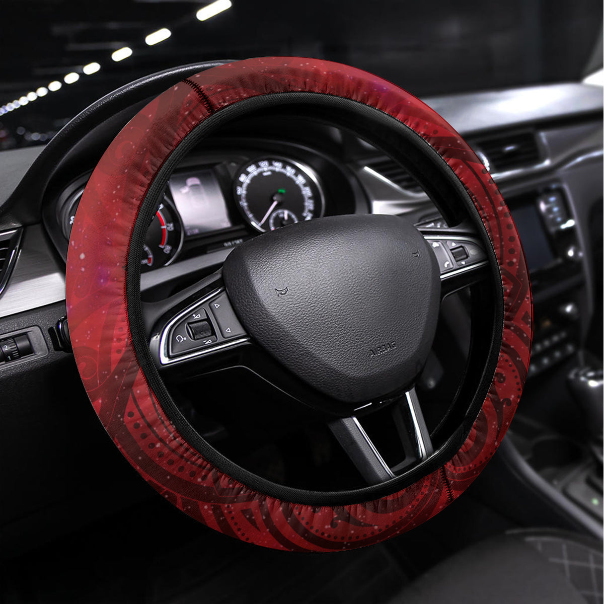 New Zealand Dream Catcher Steering Wheel Cover Maori Koru Pattern Red Version LT05 Universal Fit Red - Polynesian Pride