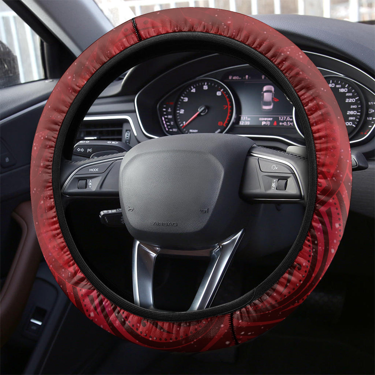 New Zealand Dream Catcher Steering Wheel Cover Maori Koru Pattern Red Version LT05 - Polynesian Pride