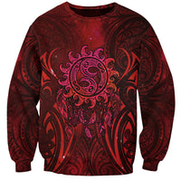 New Zealand Dream Catcher Sweatshirt Maori Koru Pattern Red Version