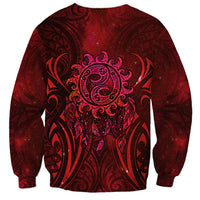 New Zealand Dream Catcher Sweatshirt Maori Koru Pattern Red Version