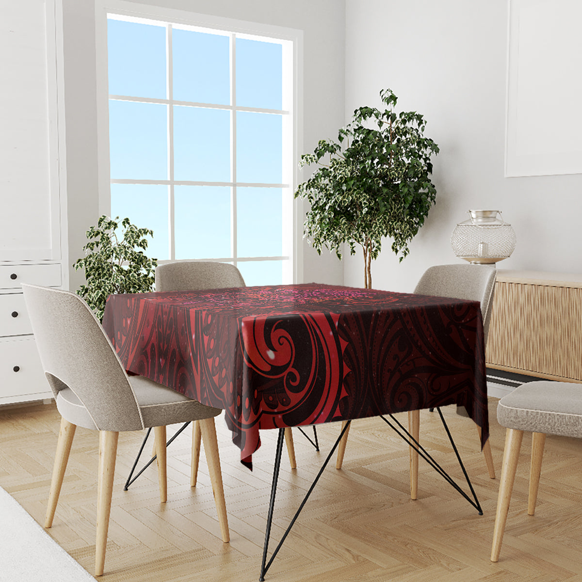 New Zealand Dream Catcher Tablecloth Maori Koru Pattern Red Version LT05 - Polynesian Pride