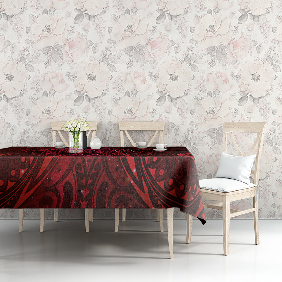 New Zealand Dream Catcher Tablecloth Maori Koru Pattern Red Version LT05 - Polynesian Pride