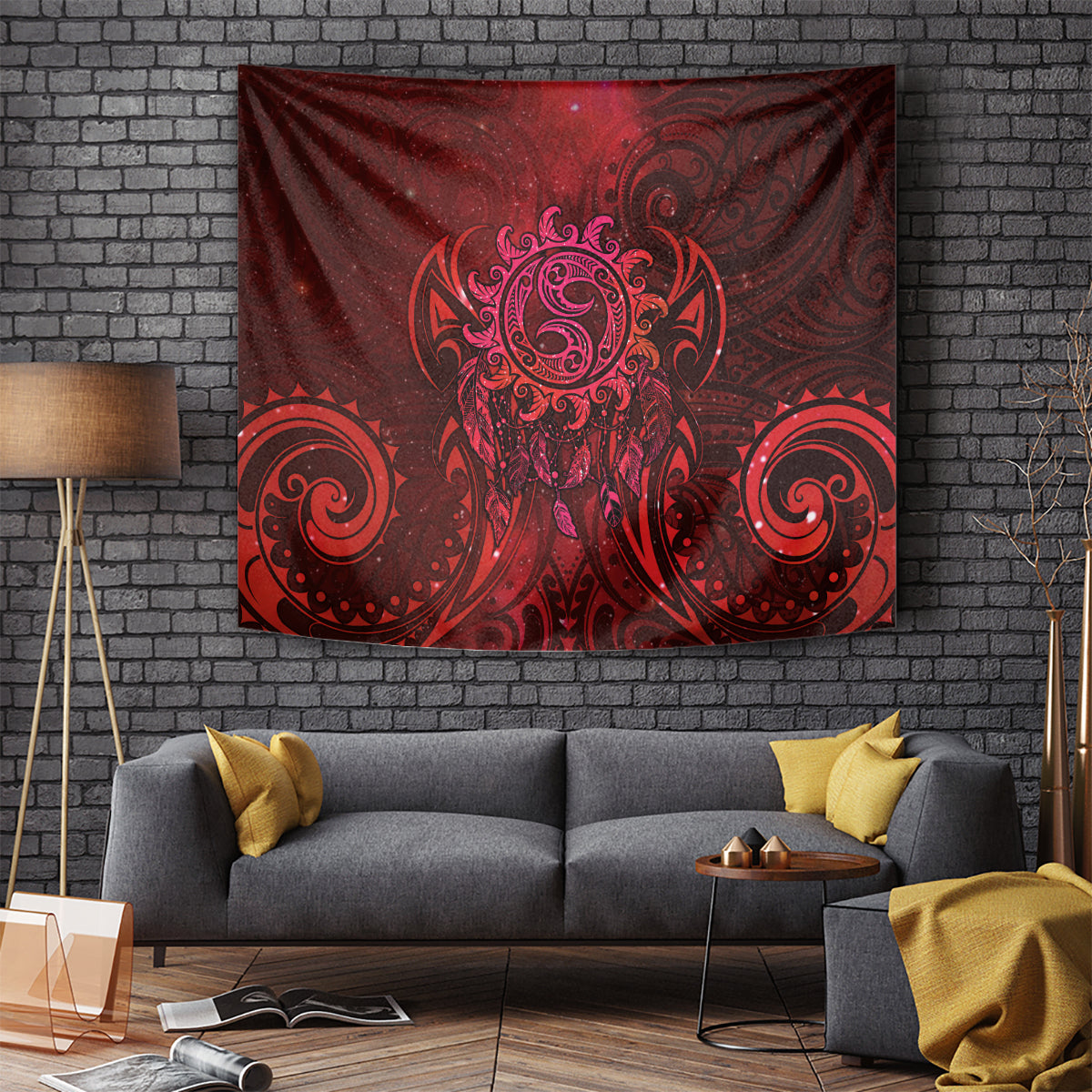 New Zealand Dream Catcher Tapestry Maori Koru Pattern Red Version LT05 - Polynesian Pride