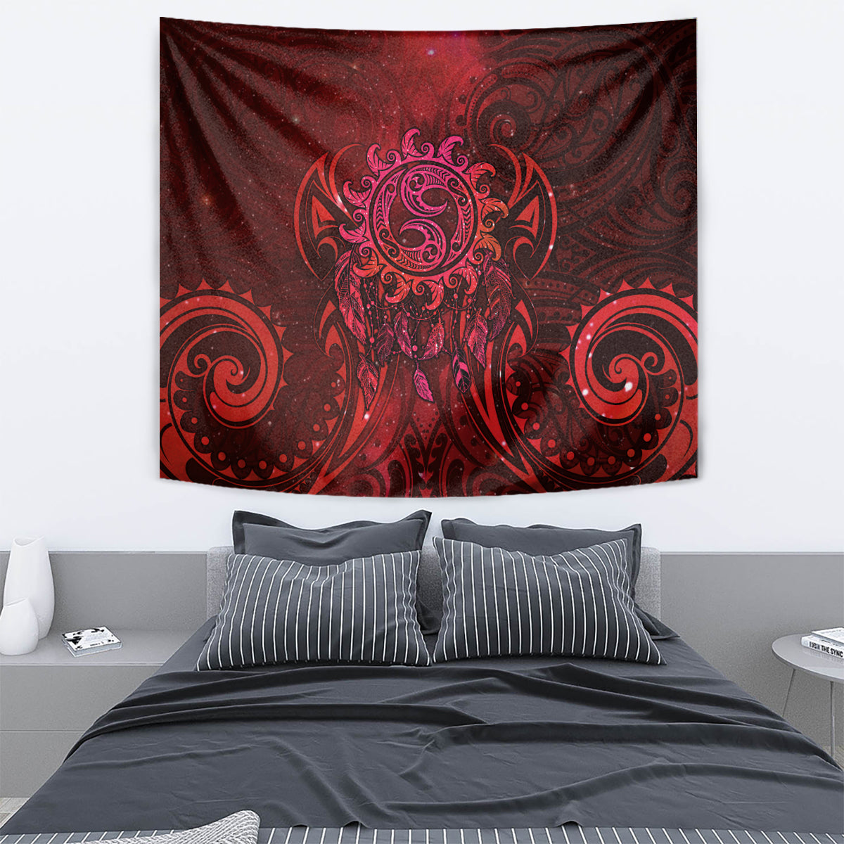 New Zealand Dream Catcher Tapestry Maori Koru Pattern Red Version LT05 - Polynesian Pride