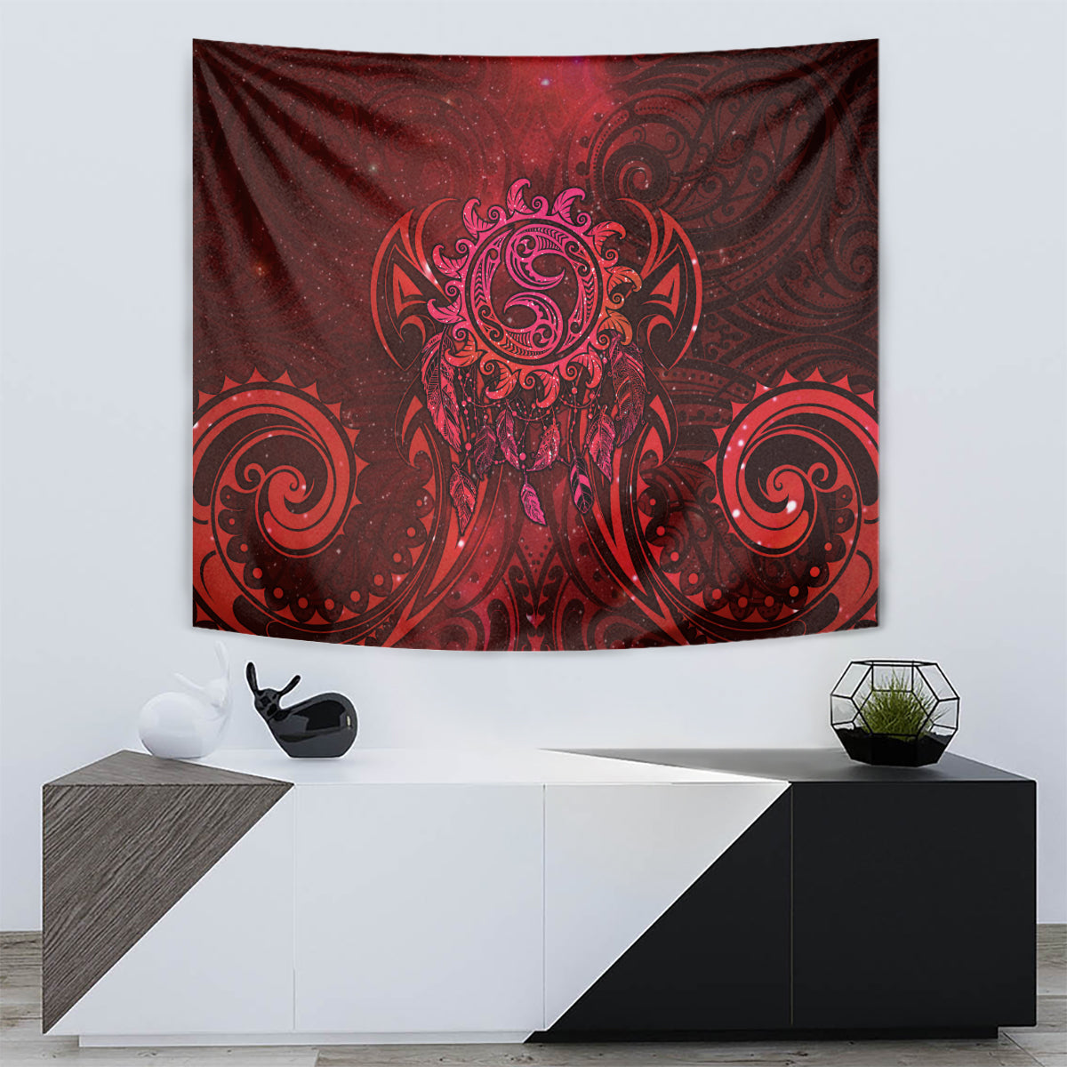 New Zealand Dream Catcher Tapestry Maori Koru Pattern Red Version LT05 - Polynesian Pride