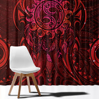 New Zealand Dream Catcher Window Curtain Maori Koru Pattern Red Version LT05 - Polynesian Pride