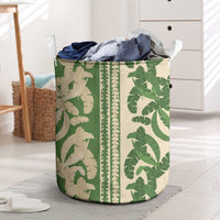Hawaii Pua Kenikeni Lei Laundry Basket With Lau Maia Green