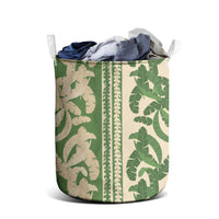 Hawaii Pua Kenikeni Lei Laundry Basket With Lau Maia Green