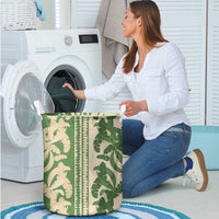 Hawaii Pua Kenikeni Lei Laundry Basket With Lau Maia Green