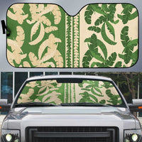 Hawaii Pua Kenikeni Lei Auto Sun Shade With Lau Maia Green LT05 Green - Polynesian Pride