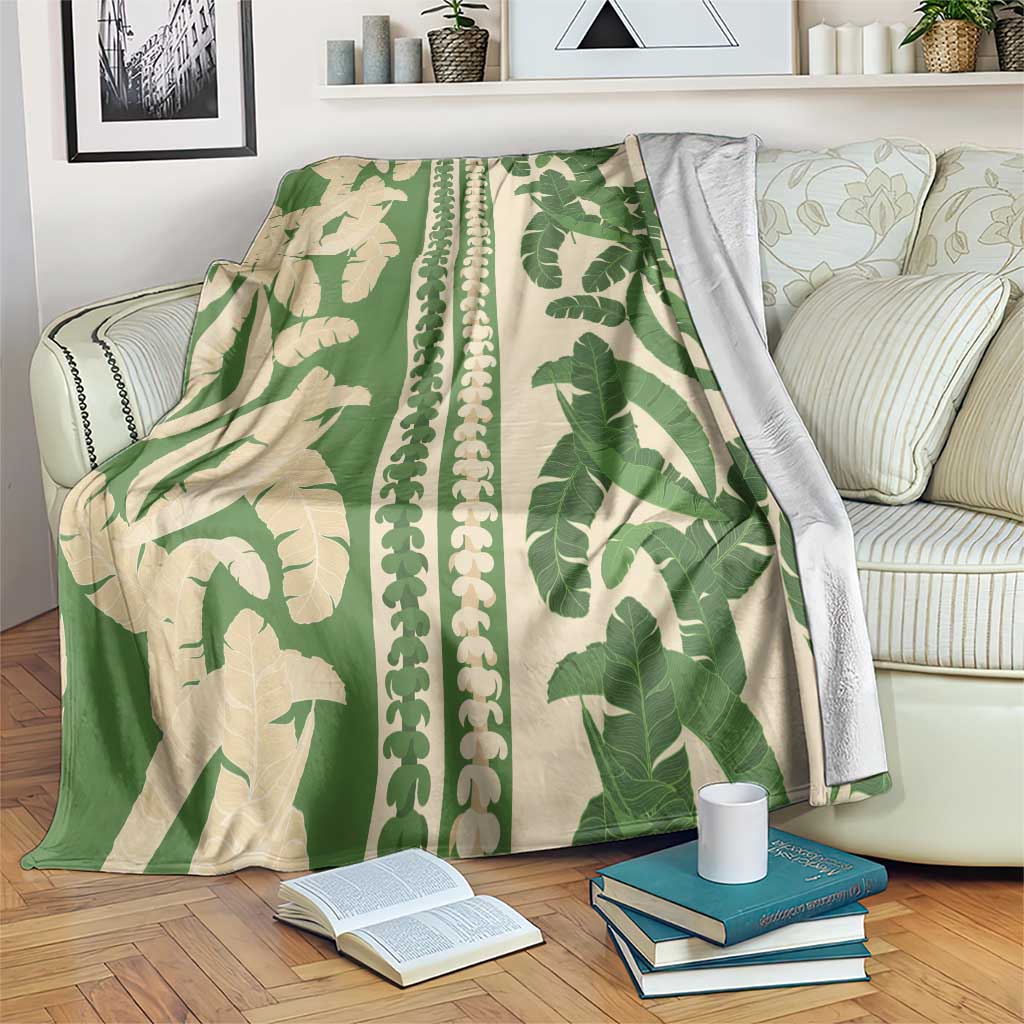 Hawaii Pua Kenikeni Lei Blanket With Lau Maia Green