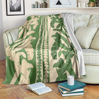 Hawaii Pua Kenikeni Lei Blanket With Lau Maia Green